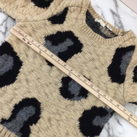 Anthropologie Sleeping On Snow Sweater Womens XS Cream Black Cheetah‎ Pullover - Picture 14 of 16